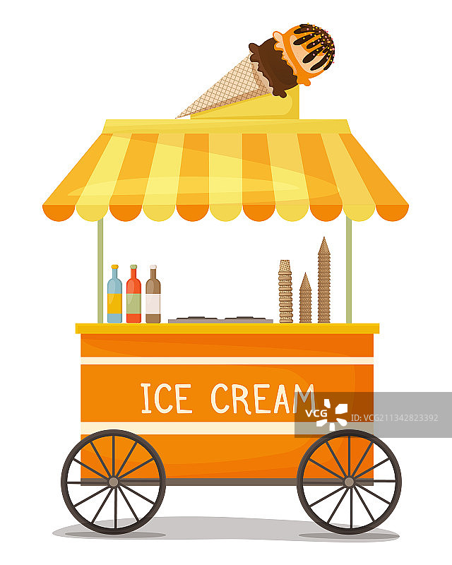 带有冰淇淋蛋筒的彩色冰淇淋车图片素材