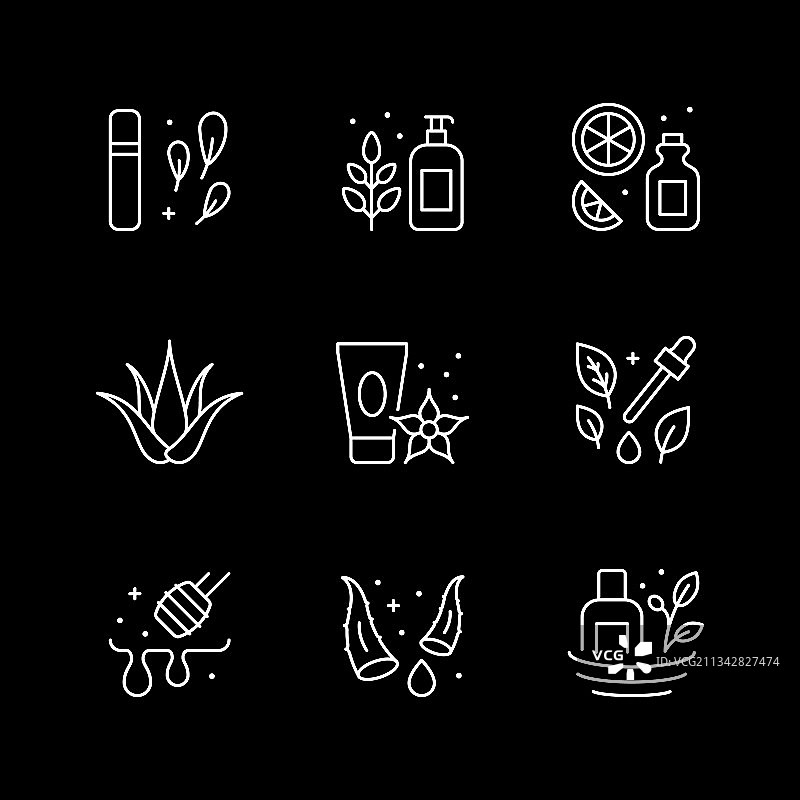 有机化妆品线性图标合集图片素材