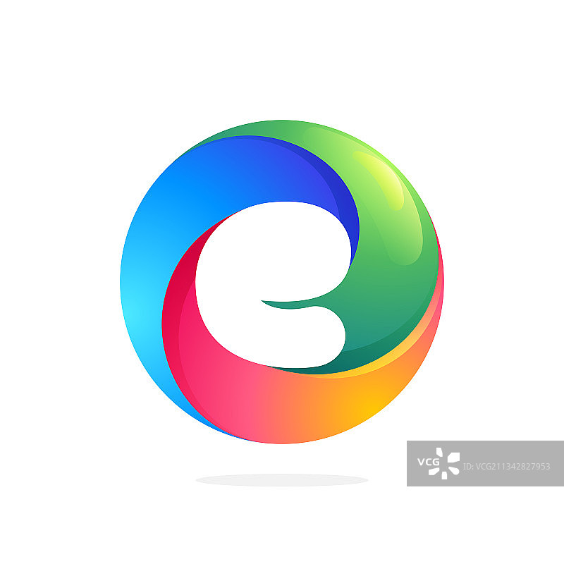 漩涡循环圈内E字母Logo图片素材
