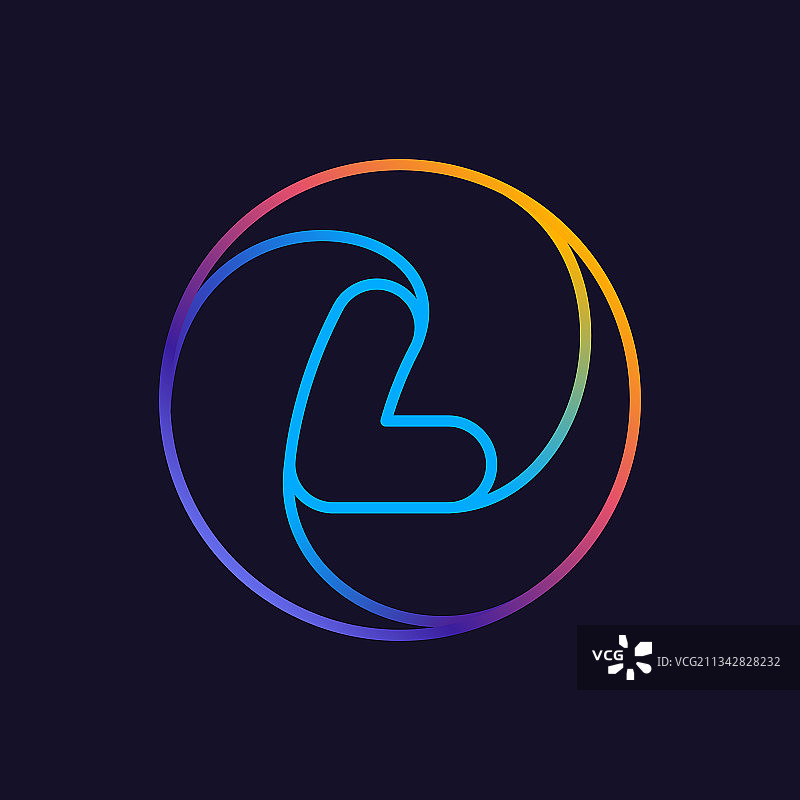 L字母单线彩色标志图片素材