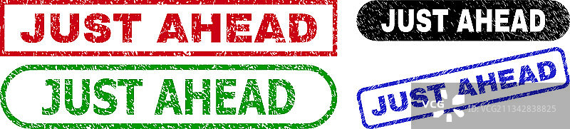 腐蚀风格的JUST AHEAD长方形印章图片素材