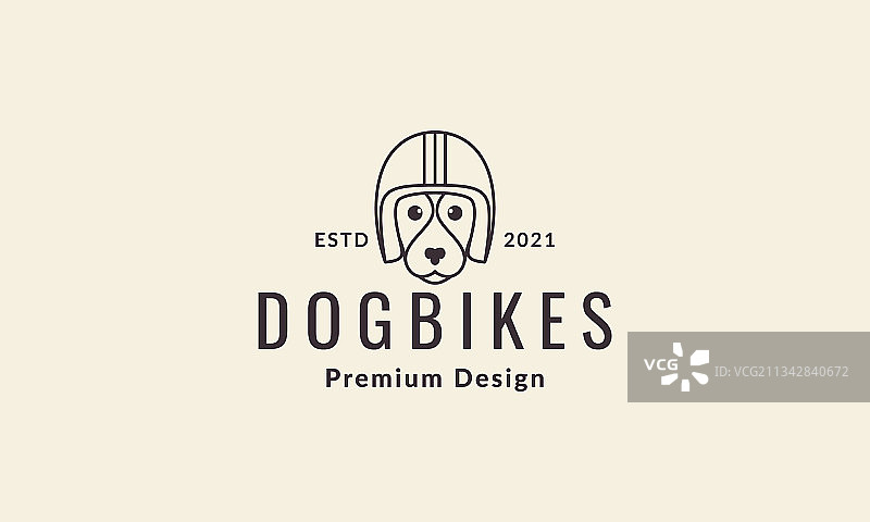 线条卡通头戴头盔的可爱小狗logo图片素材