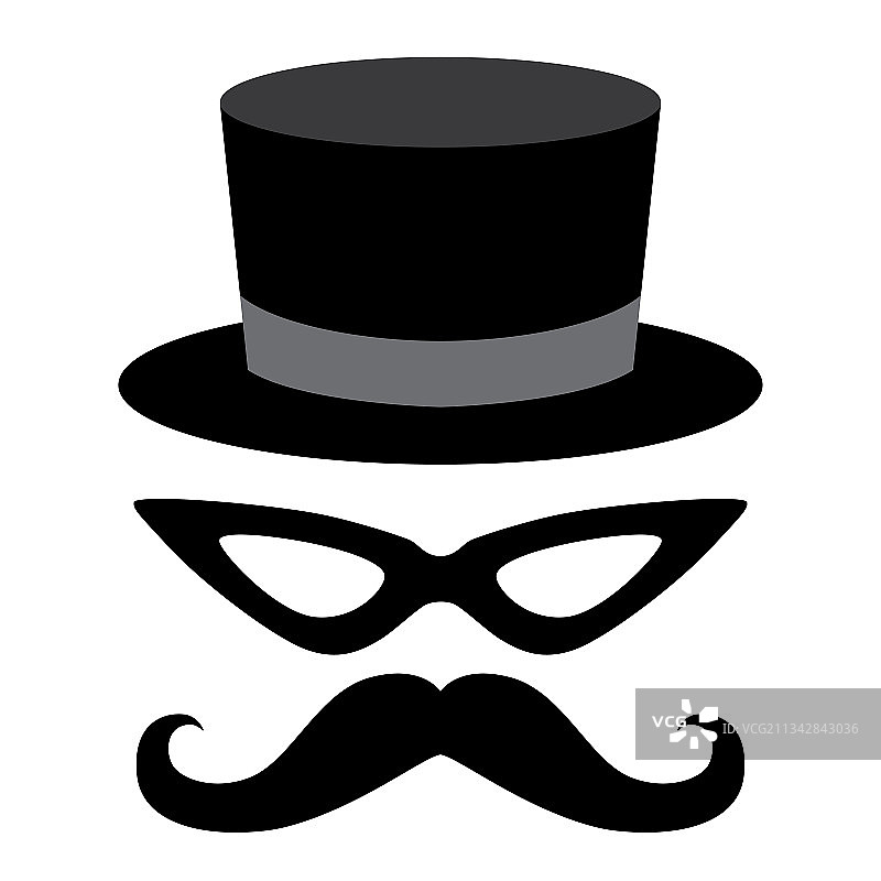 燕尾服套装，含帽子面具和胡须图片素材