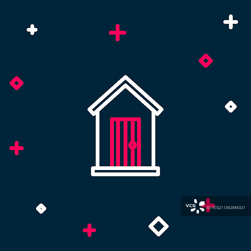 蓝色背景上的农舍图标图片素材