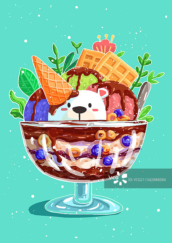 板绘冰淇淋球图片素材