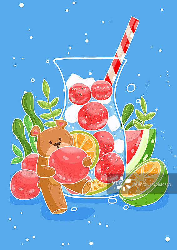 西瓜果茶图片素材