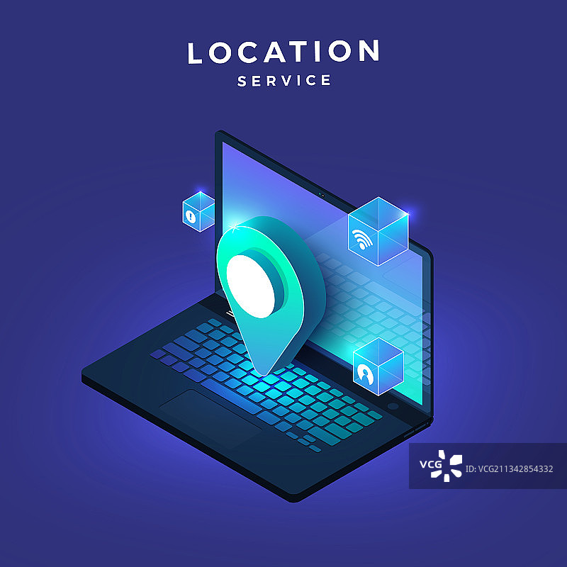计算机地图定位服务图标概念图片素材