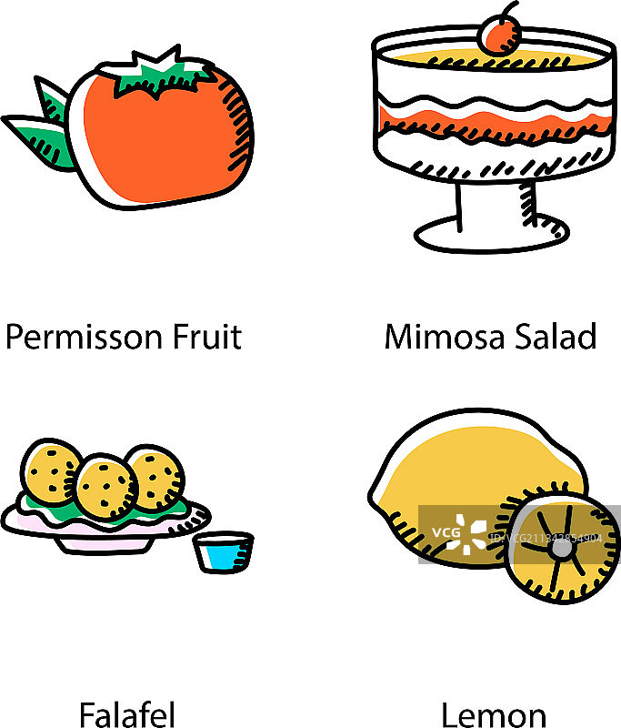 甜点和水果涂鸦图标包图片素材