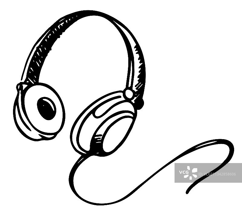 手绘复古耳机图片素材