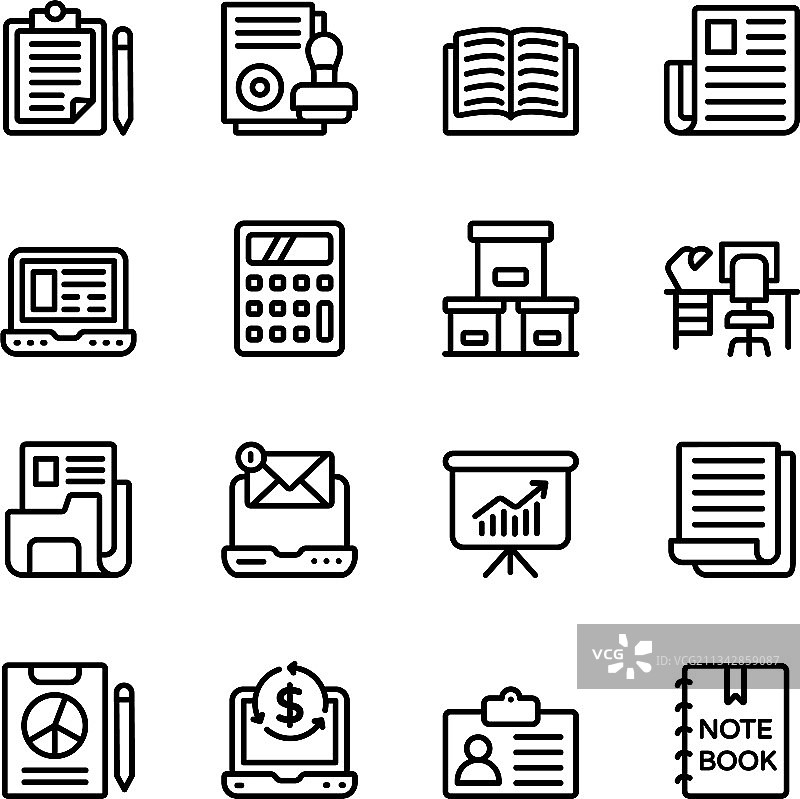 办公设备线性图标合集图片素材