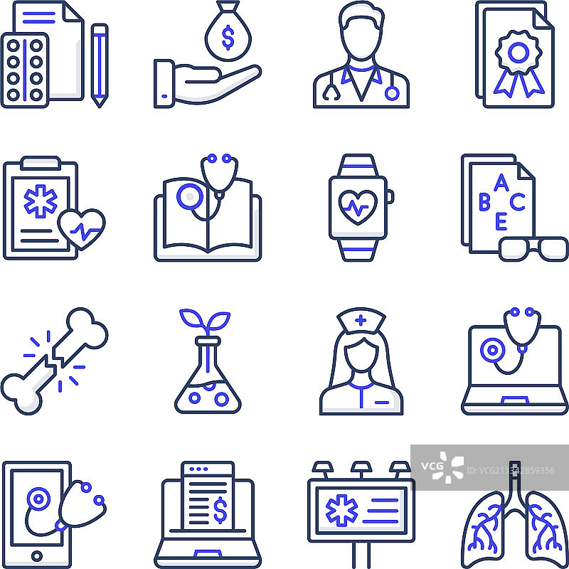 医疗扁平图标合集图片素材