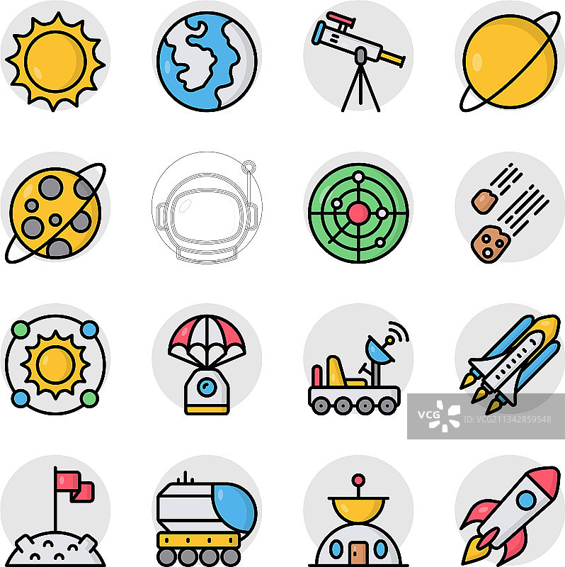 空间扁平图标包图片素材