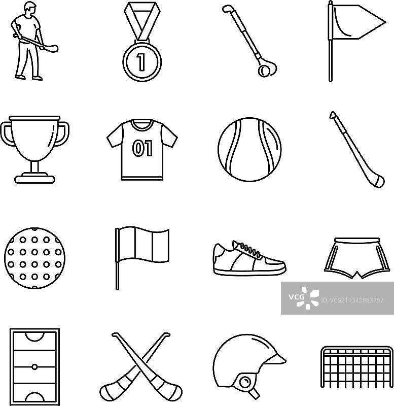 Hurling游戏图标集描边风格图片素材