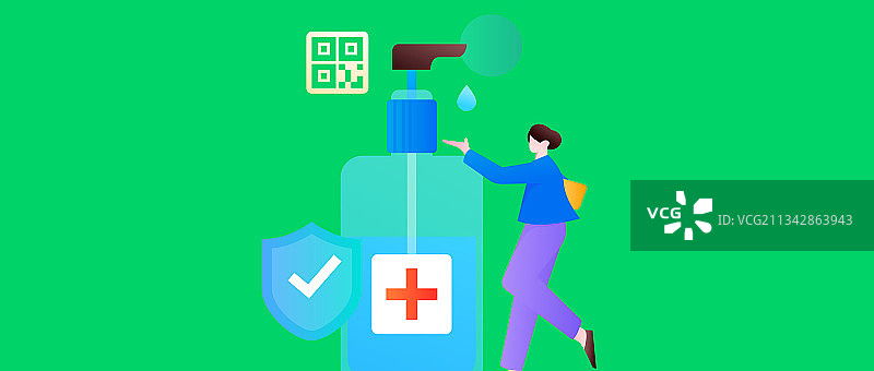 手持健康码抵抗疫情扁平矢量概念运营插画图片素材