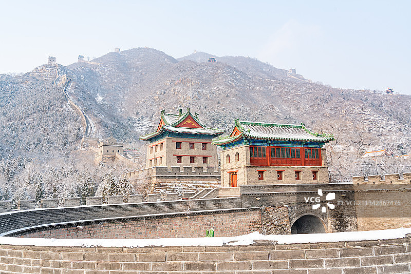 冬天北京居庸关长城冬雪风光图片素材