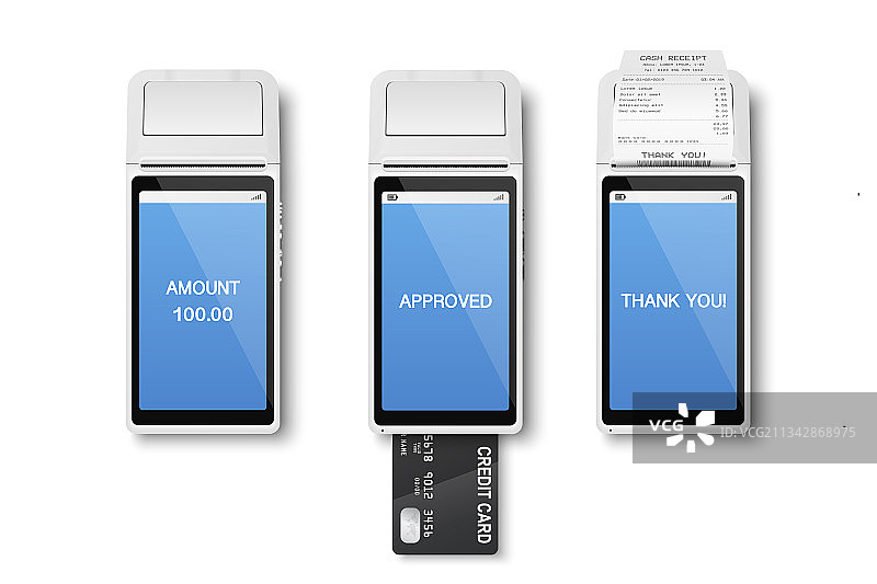 3D逼真支付POS机终端图片素材