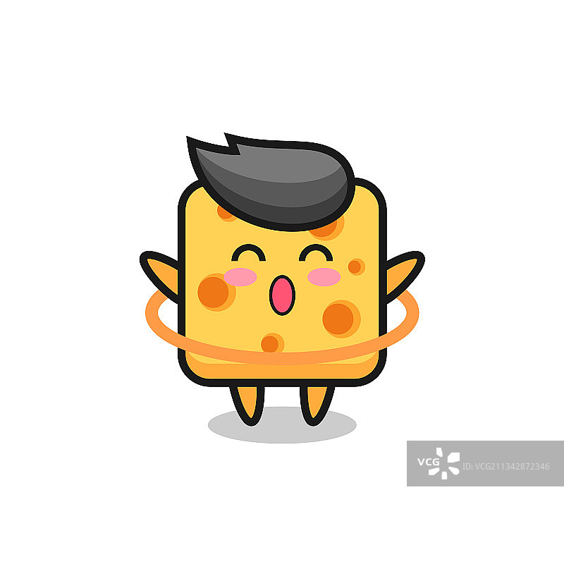 可爱的奶酪卡通形象玩呼啦圈图片素材