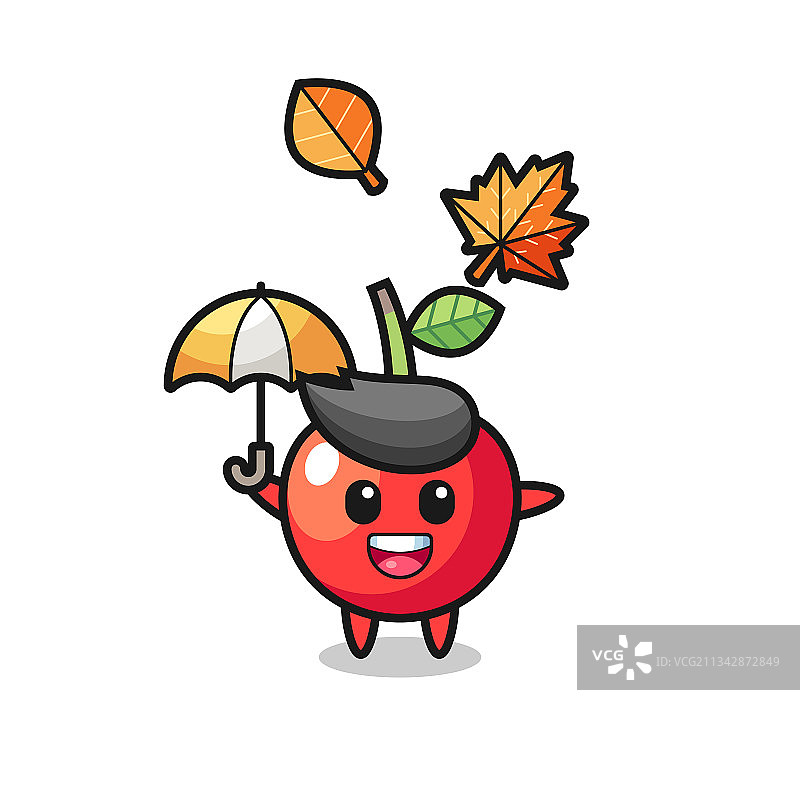 卡通可爱樱桃打伞图片素材