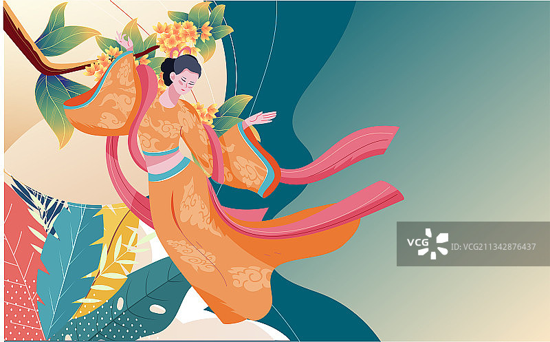 中秋佳节海报中国传统节日嫦娥奔月团圆插画图片素材