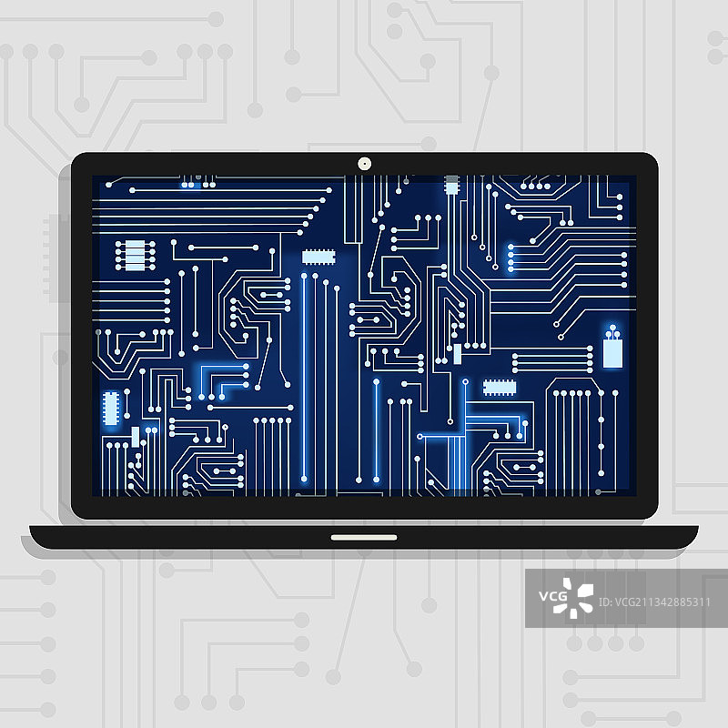 笔记本电脑和电子电路图片素材