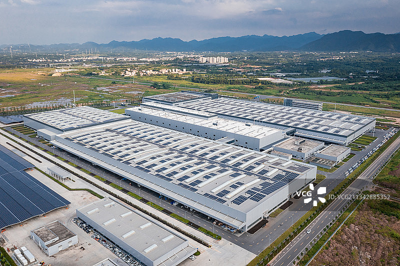 新能源汽车制造工厂光伏发电工厂航拍图片素材
