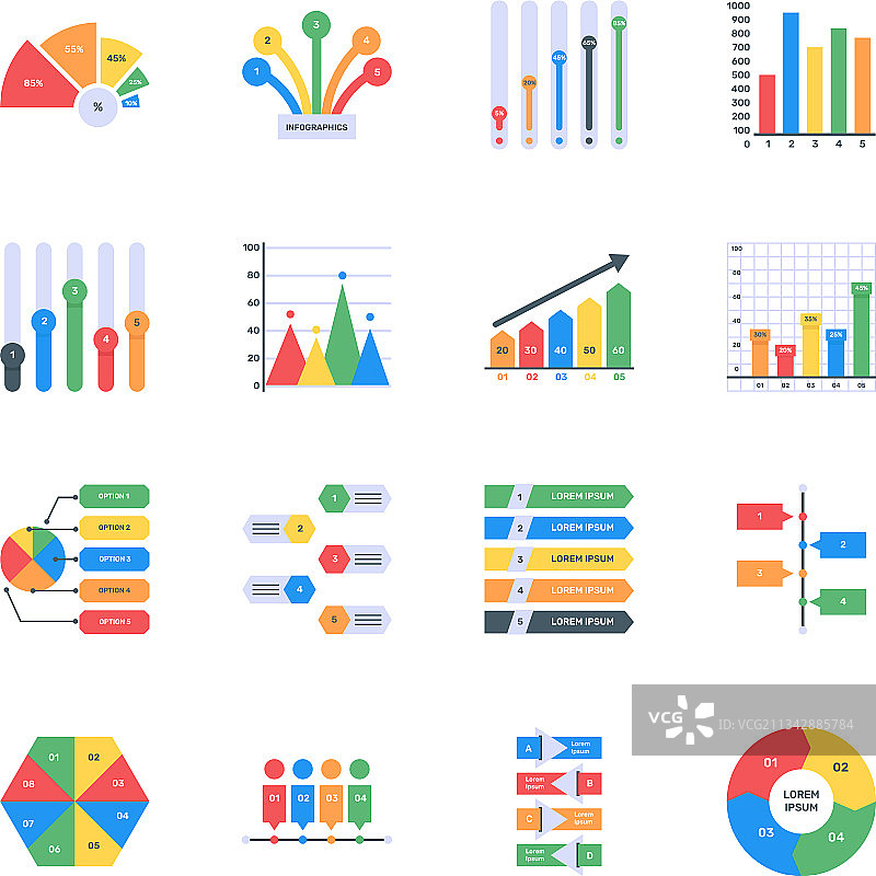 扁平风格可编辑的图表图标图片素材