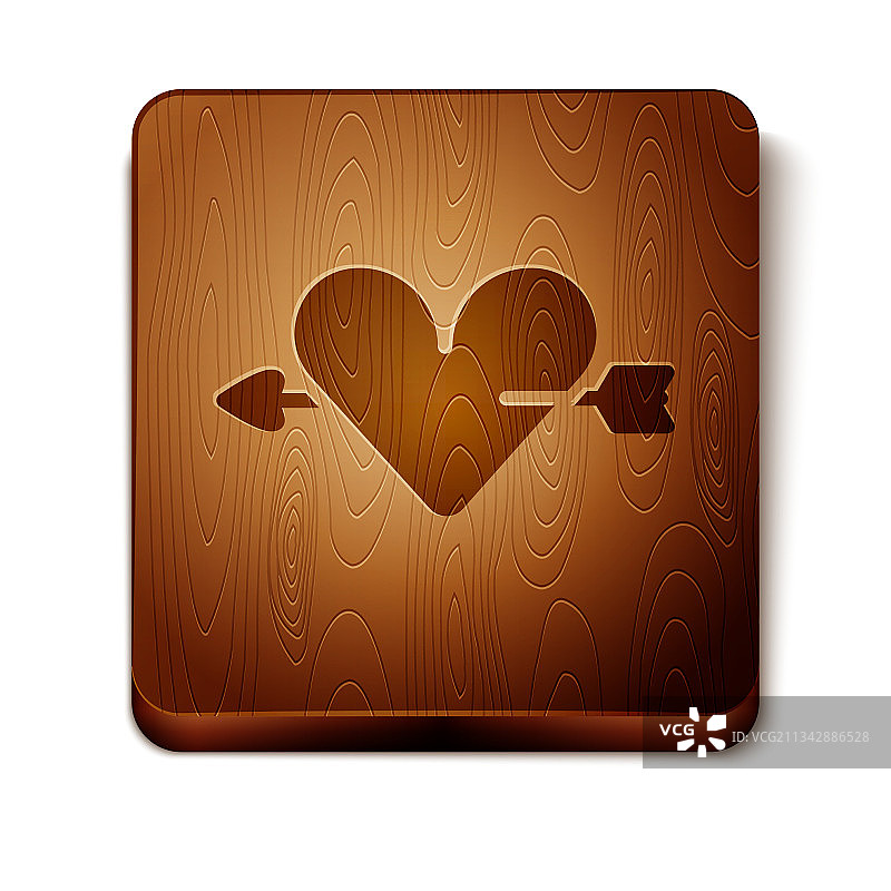 带心形和箭头的棕色爱心符号图片素材