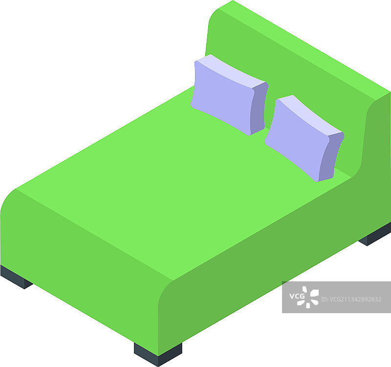 绿色卧室图标2.5D风格图片素材