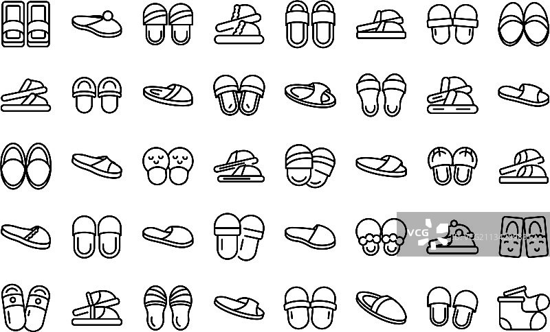 家居拖鞋图标轮廓样式图片素材