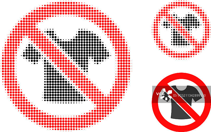禁止T恤服装半色调点状图标图片素材