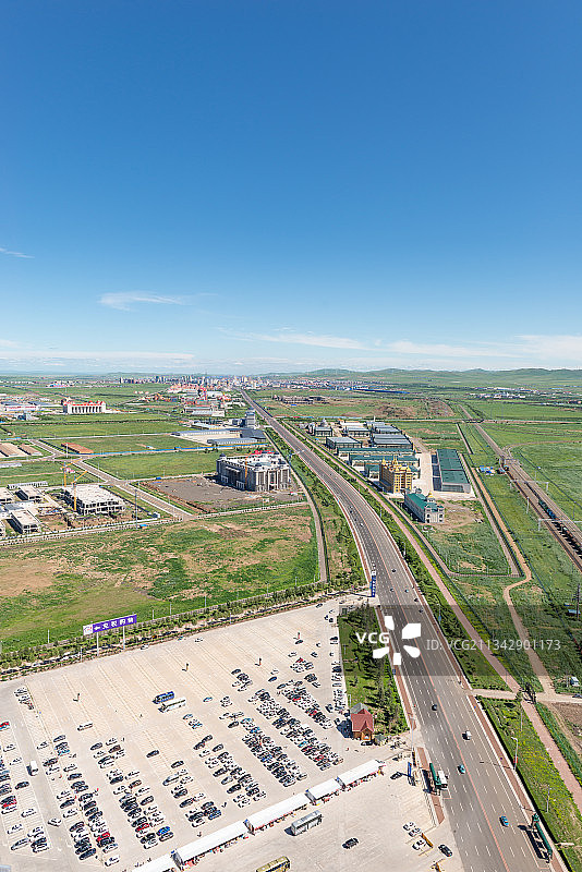 内蒙古满洲里国门 中俄边境 俯瞰满洲里图片素材