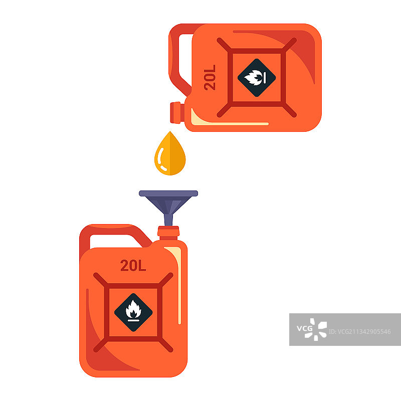 用加油枪从一个罐子向另一个罐子倒汽油图片素材
