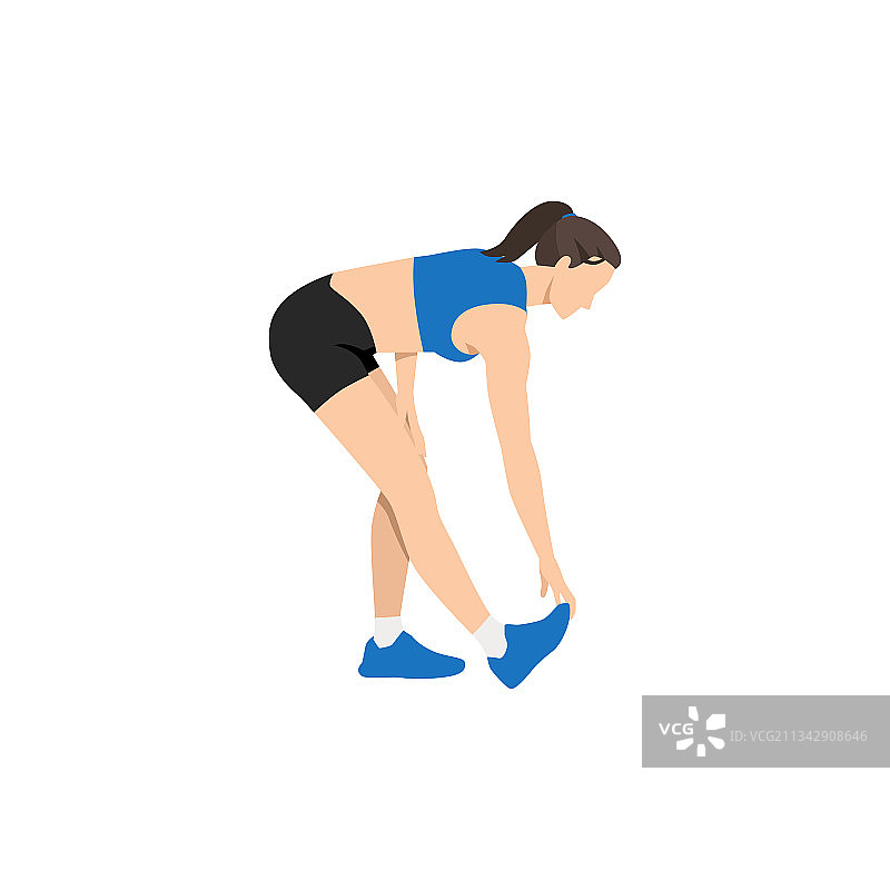 女人做主动腘绳肌伸展运动图片素材