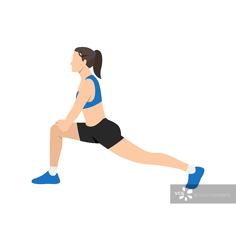 女人做跑步者弓步伸展运动图片素材