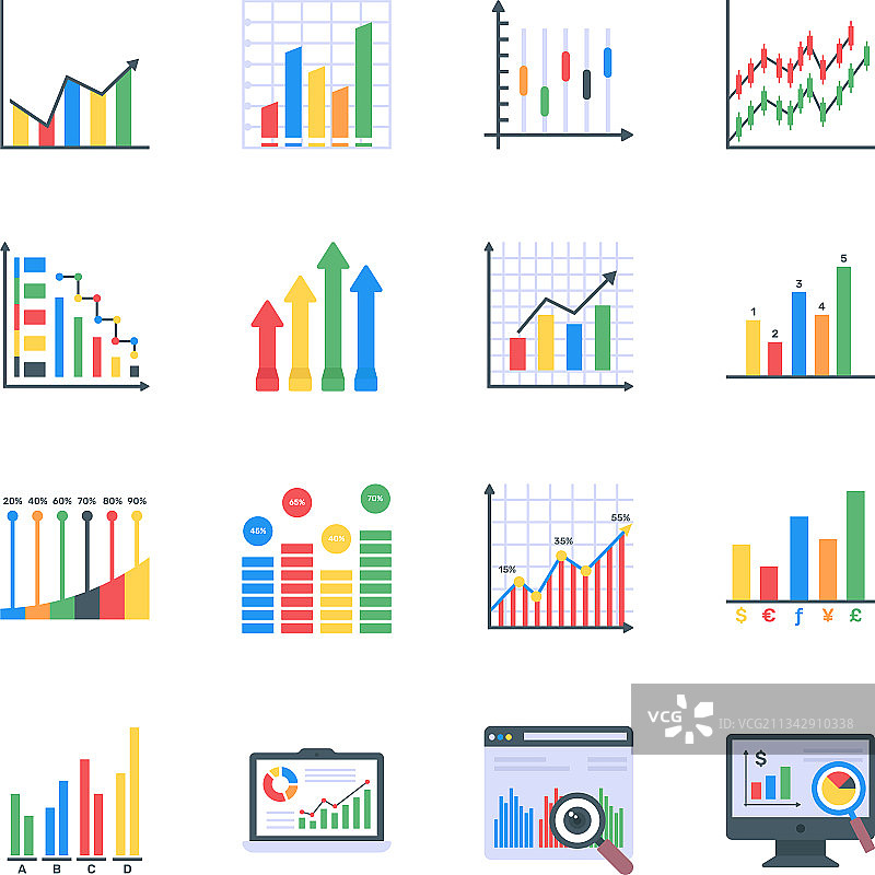 商业信息图扁平图标包图片素材