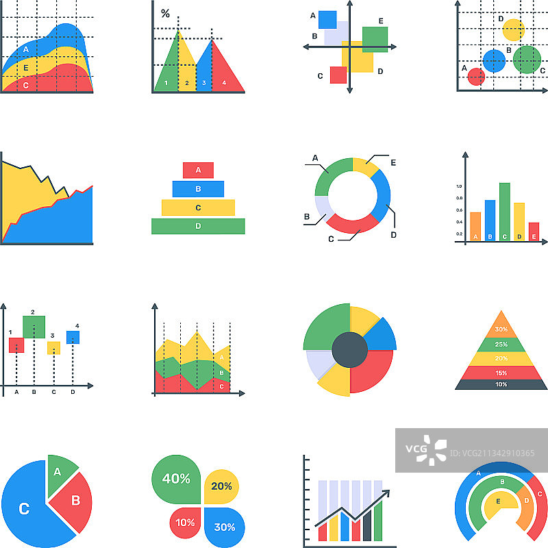 扁平风格图标：可编辑风格的信息图表图片素材