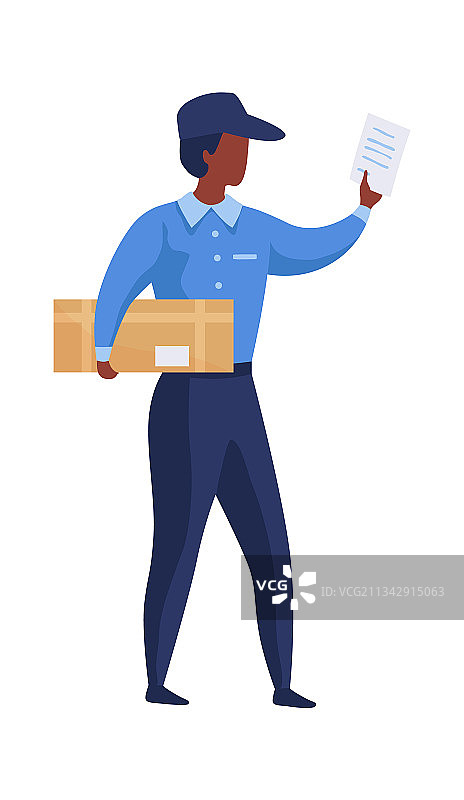 邮递员运送包裹卡通形象图片素材