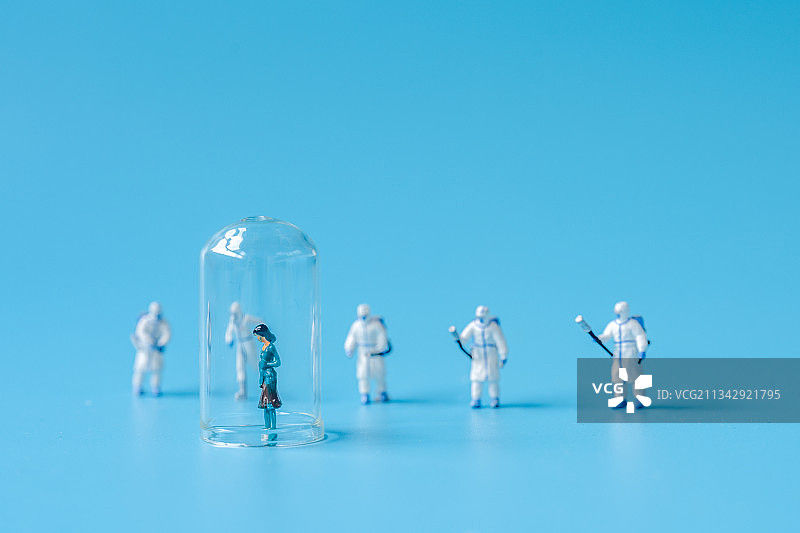 微缩摄影新冠病毒隔离场景图片素材