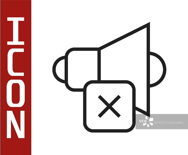 黑色线条扬声器静音图标，白色背景图片素材