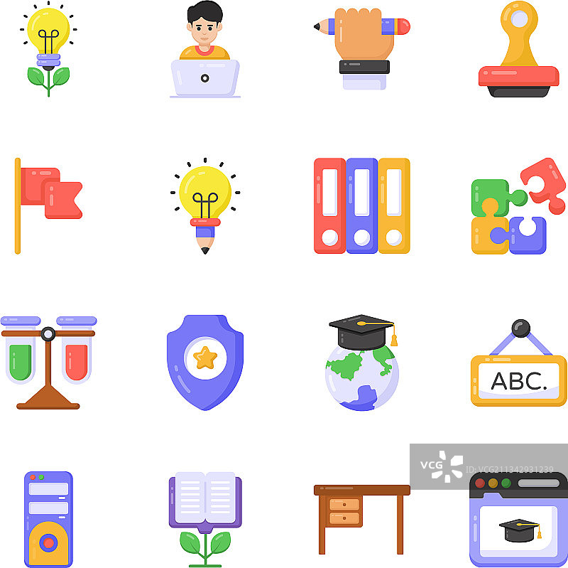 学习工具扁平图标合集图片素材