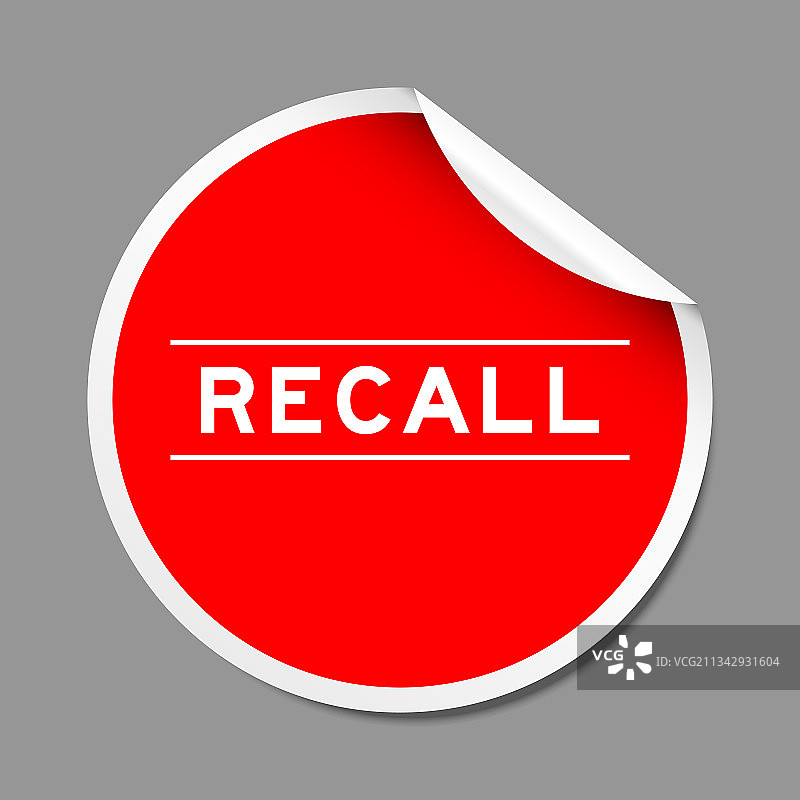 红色RECALL文字剥离贴纸标签图片素材