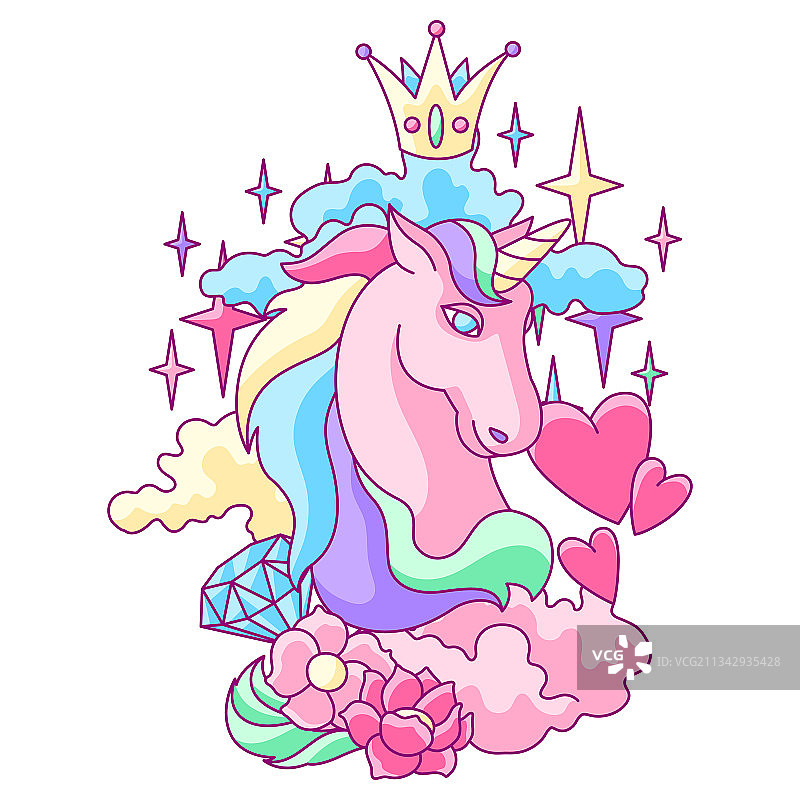独角兽与奇幻元素图案或卡片图片素材