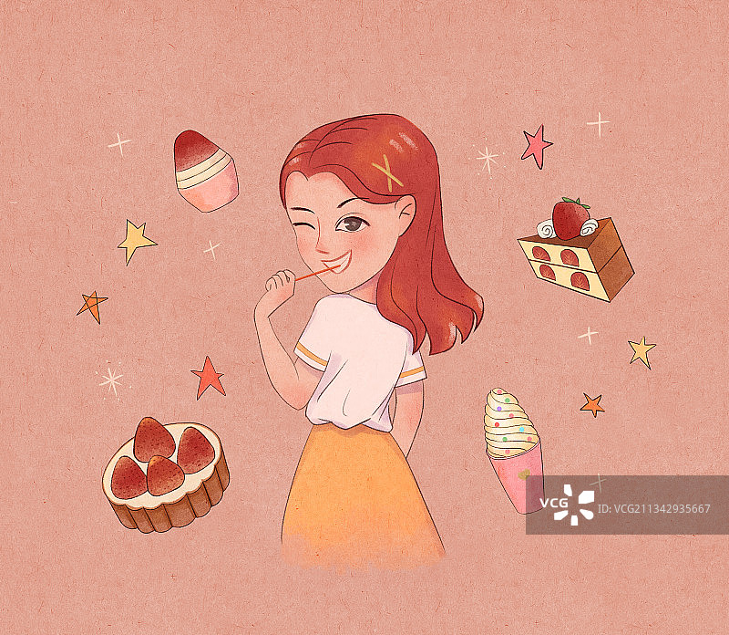 美食博主插画图片素材