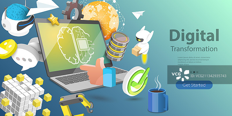 三维等距平面概念图片素材