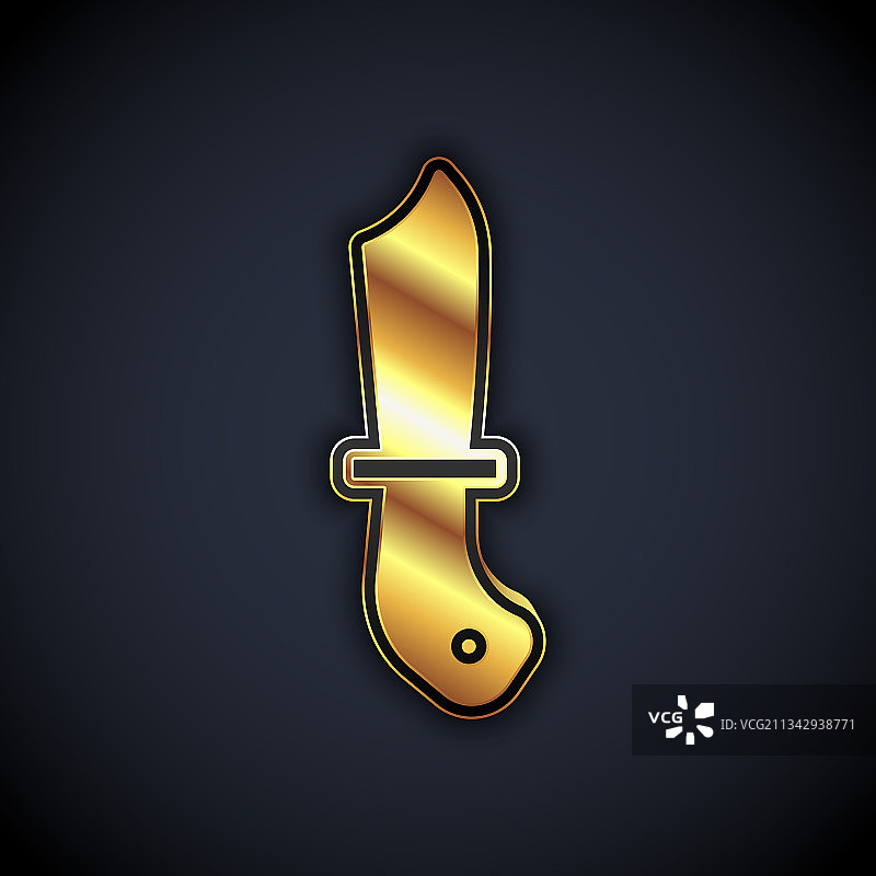 黑色背景上的金色军用刀具图标图片素材