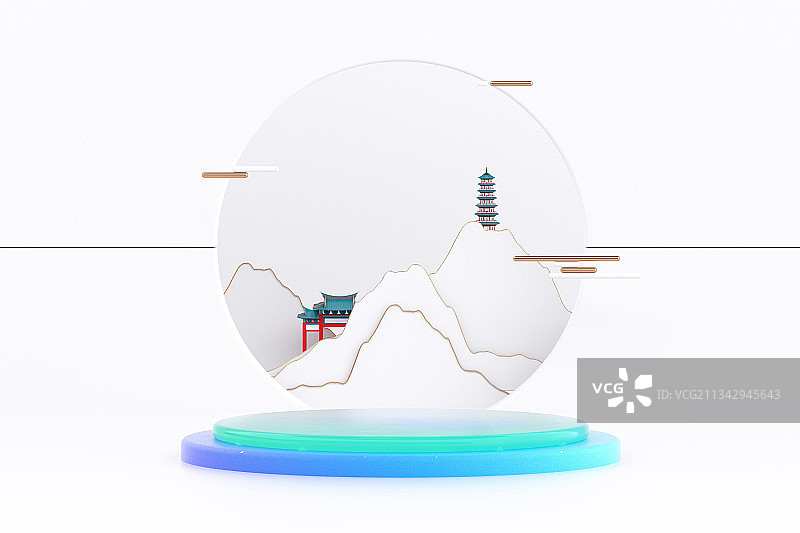 3d创意中国风展示台背景图片素材