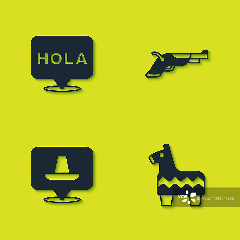 你好玉米饼、墨西哥草帽和复古风套装图片素材