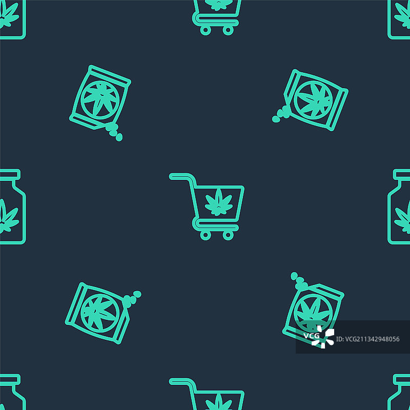 带有大麻的购物车线条设计图片素材