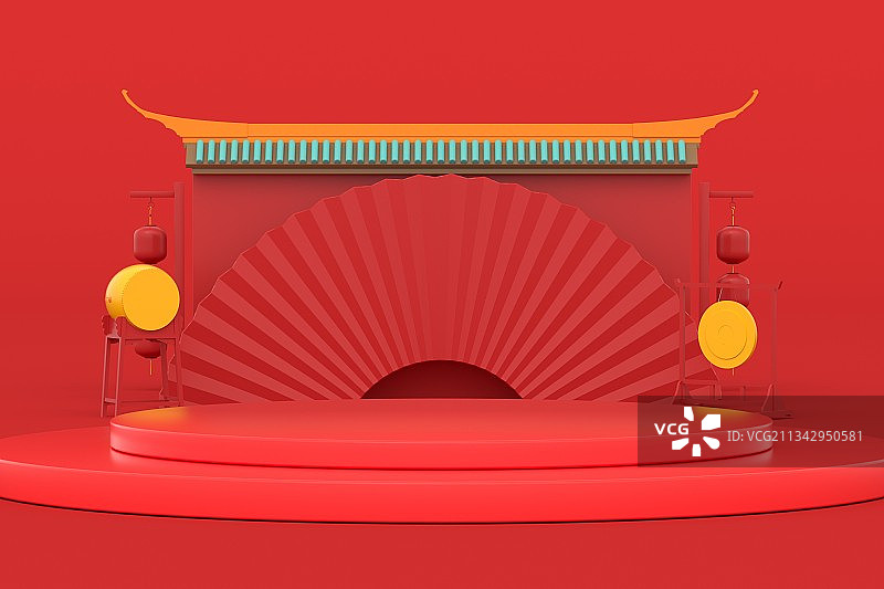 3d渲染创意中国风场景图片素材