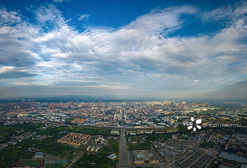 航拍四川省德阳市中轴线全景图图片素材